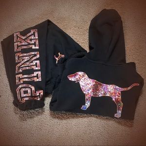 VS PINK Bling Quarter-zip Hoodie and 3/4 Sweatpant